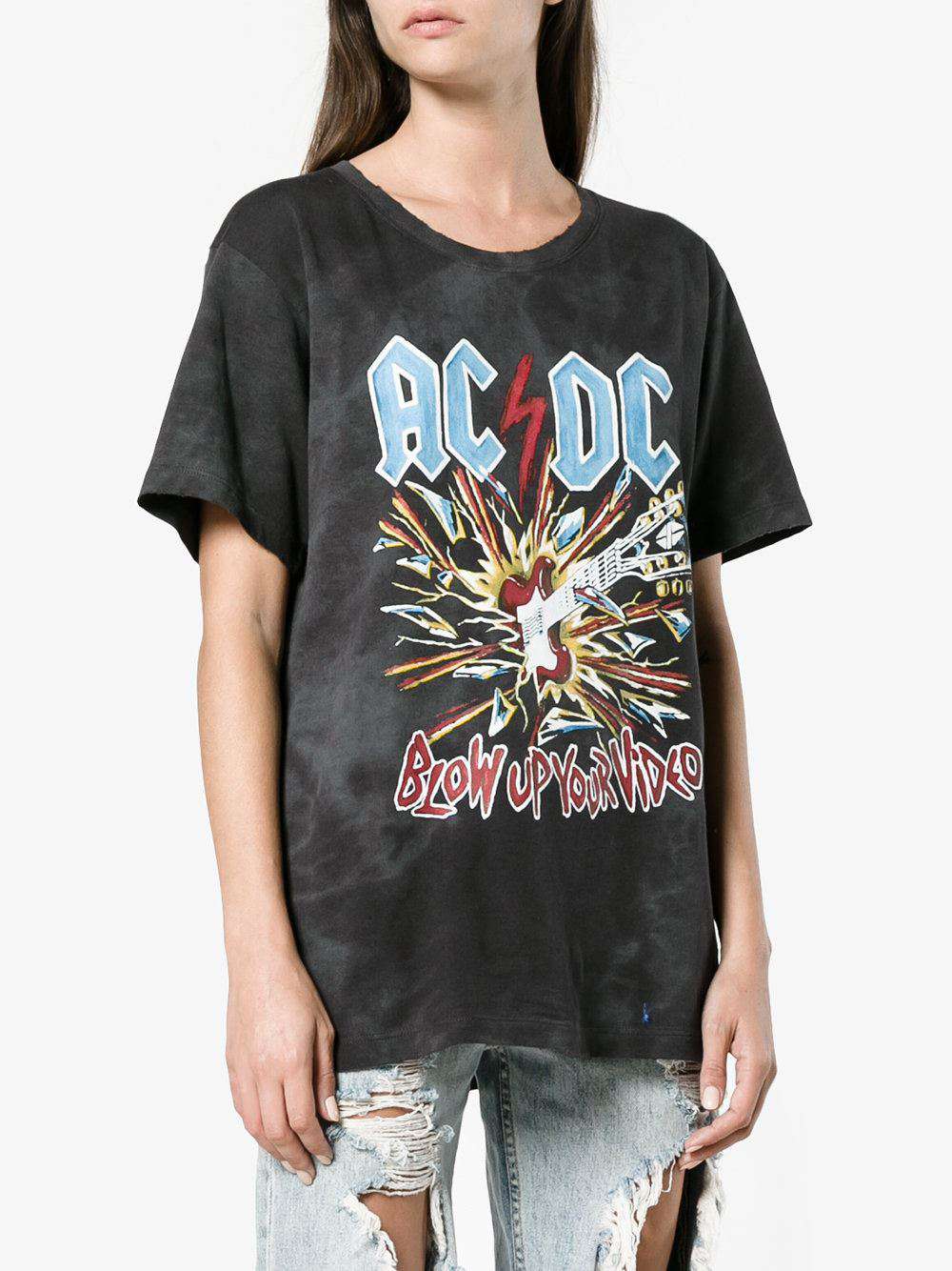 GUCCI AC/DC PRINTED TIE-DYED COTTON-JERSEY T-SHIRT XSMALL