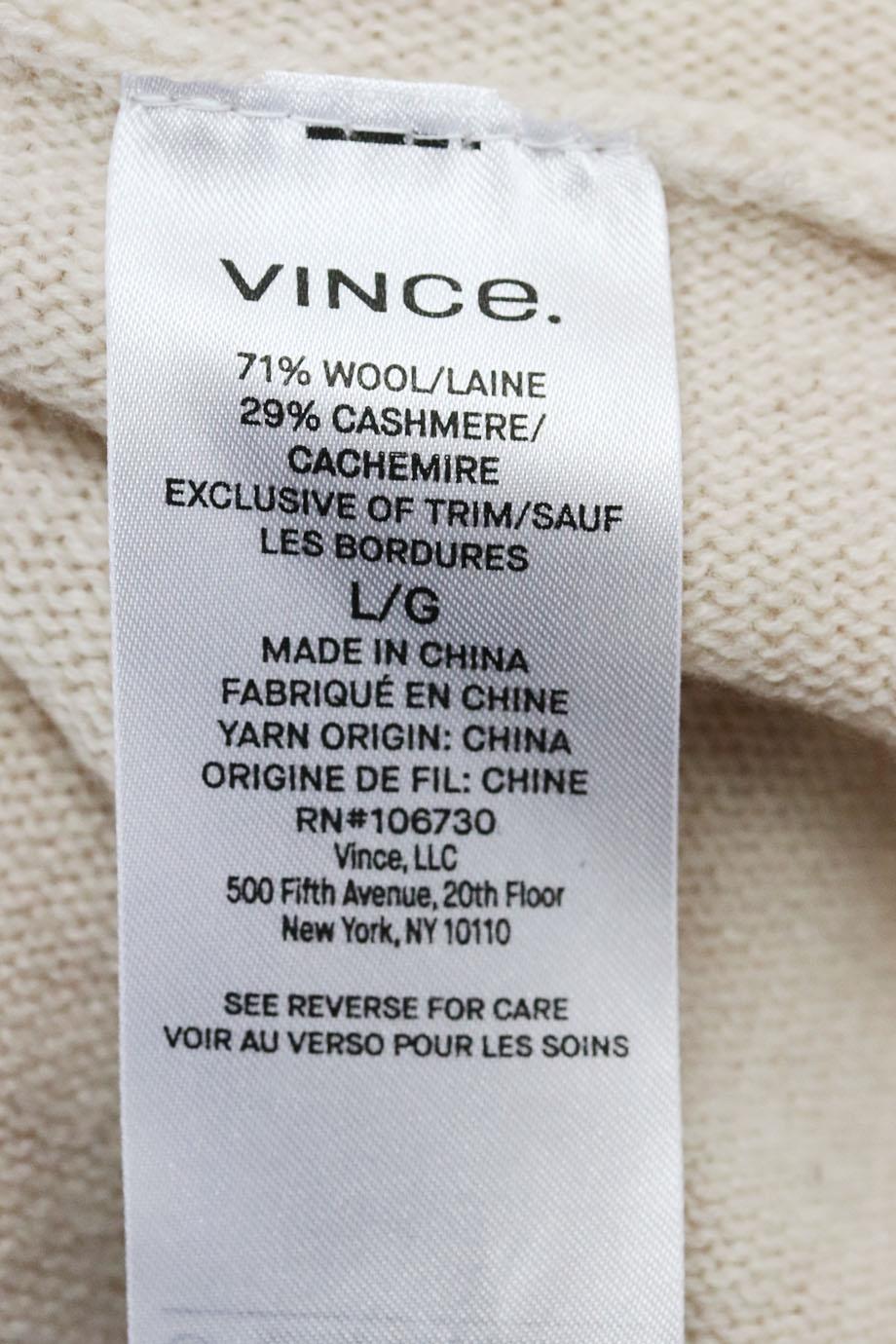 VINCE WOOL AND CASHMERE BLEND DRESS LARGE