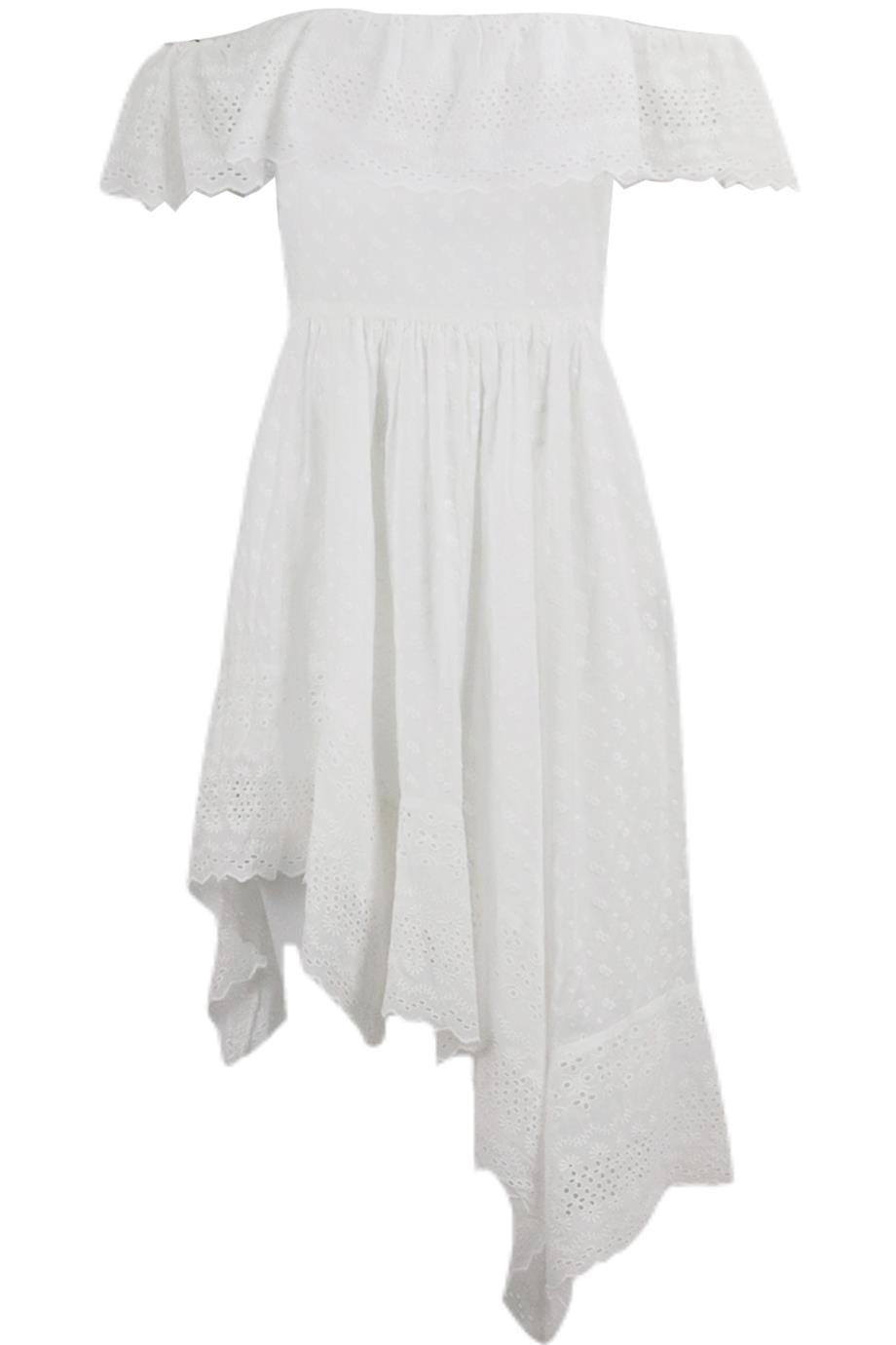 ISABEL MARANT ÉTOILE ASYMMETRIC BRODERIE ANGLAISE COTTON DRESS FR 38 UK 10