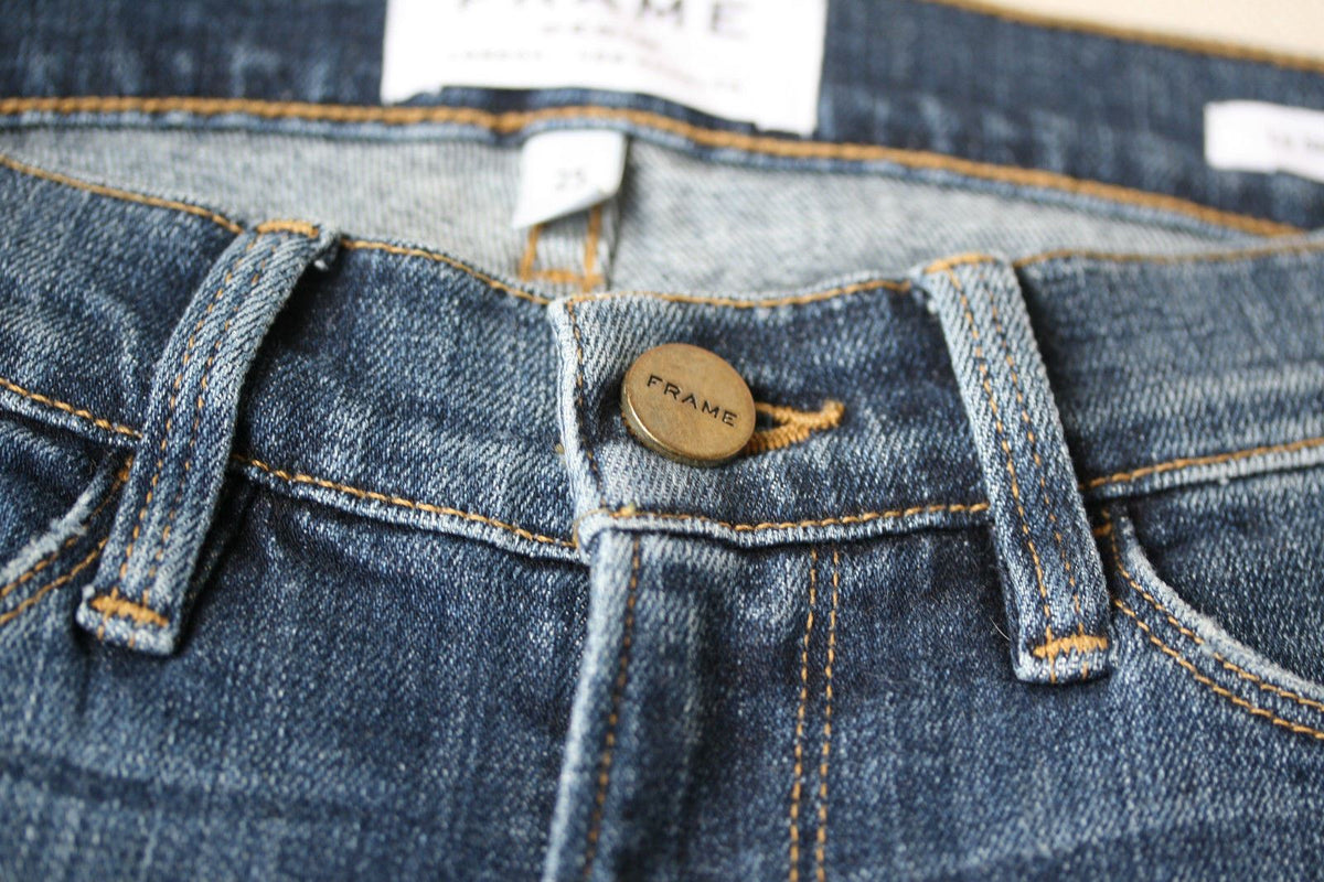 FRAME LE SKINNY DE JEANNE SEVILLE DISTRESSED JEANS W25 UK 6/8