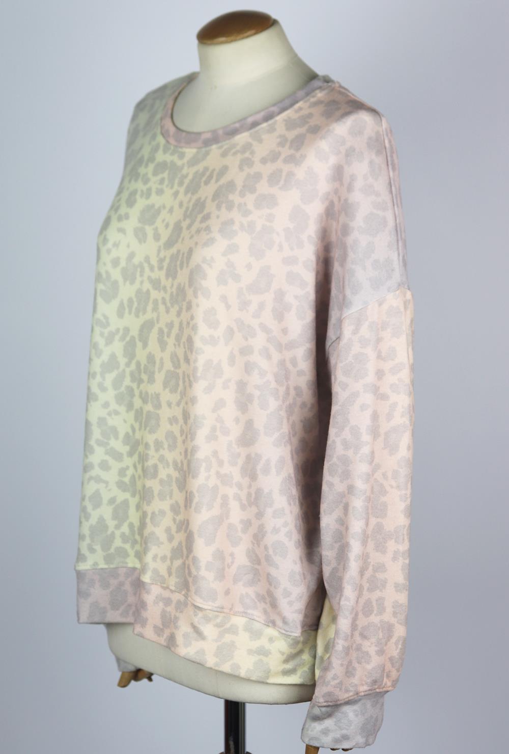 SUNDRY TIE DYED LEOPARD PRINT STRETCH JERSEY SWEATSHIRT UK 12