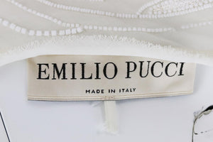 EMILIO PUCCI ONE SHOULDER EMBELLISHED COTTON VOILE DRESS UK 8