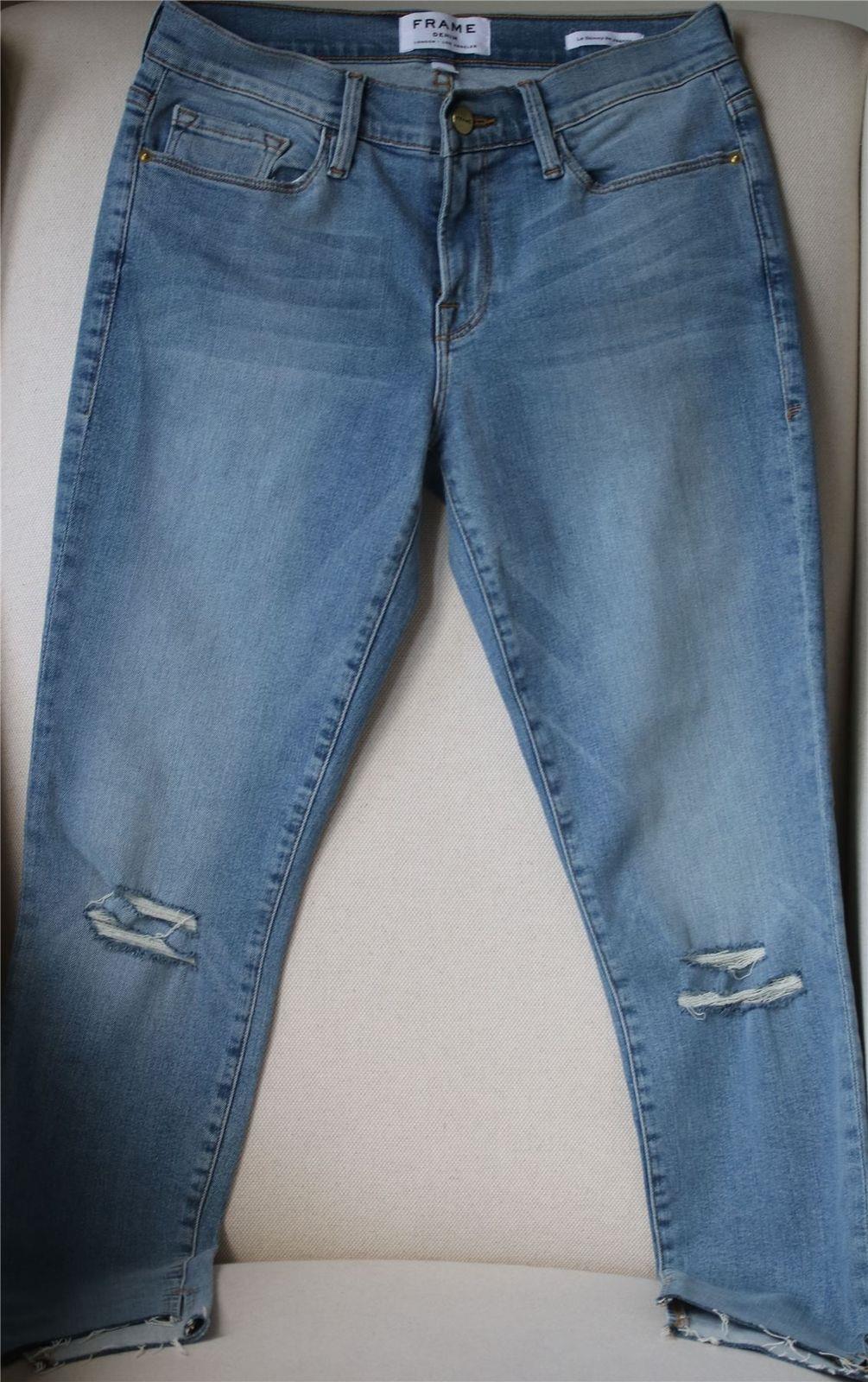 FRAME LE SKINNY DE JEANNE DISTRESSED DENIM SKINNY  JEANS W27 UK 8/10