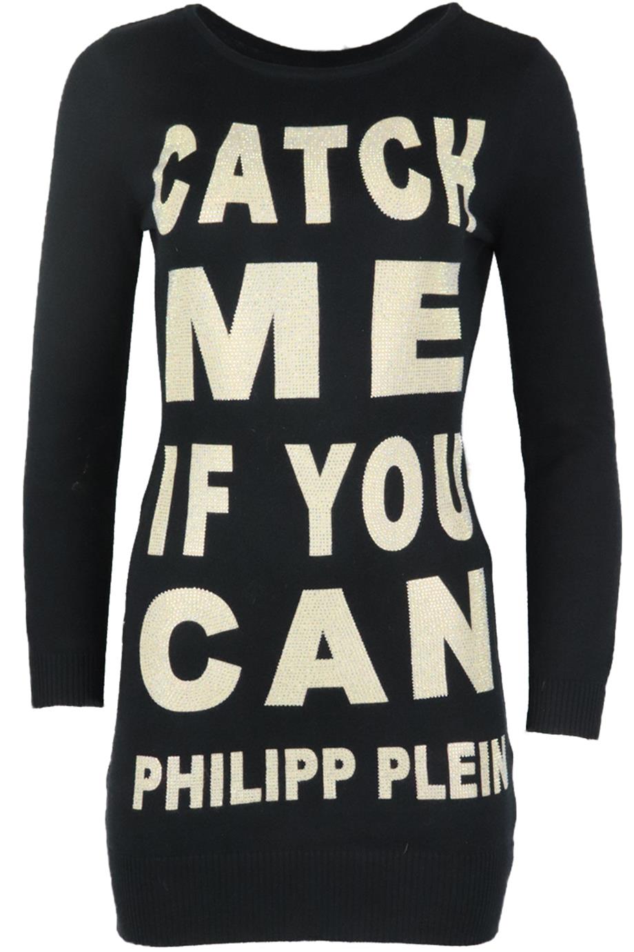 PHILIPP PLEIN COUTURE CRYSTAL EMBELLISHED KNITTED MINI DRESS SMALL