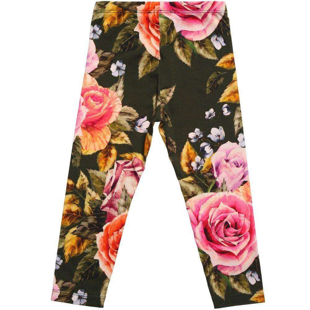 MONNALISA BABY GIRLS GREEN FLORAL PRINT LEGGINGS 2 YEARS