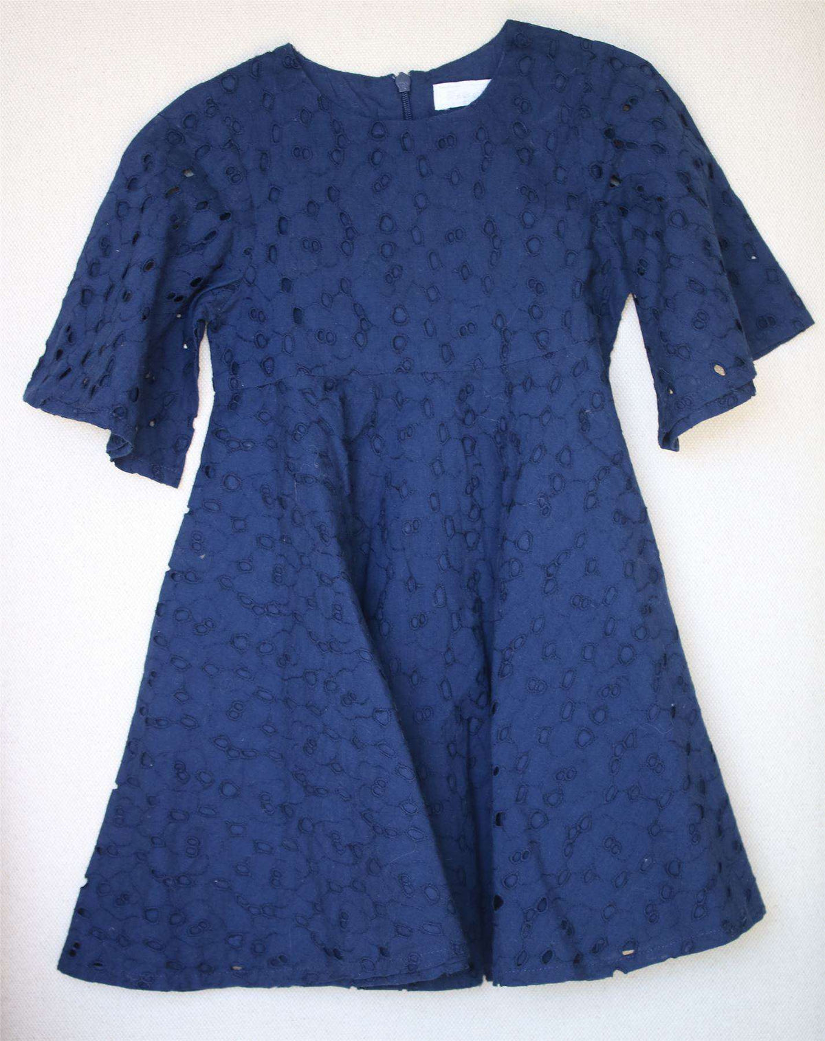 TARTINE ET CHOCOLAT GIRLS NAVY BLUE BRODERIE ANGLAISE DRESS 4 YEARS