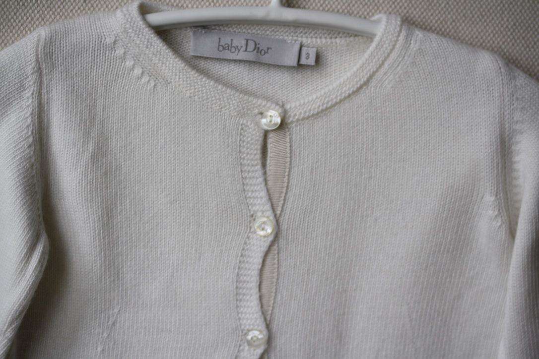 BABY DIOR IVORY WHITE KNIT CARDIGAN 3 MONTHS