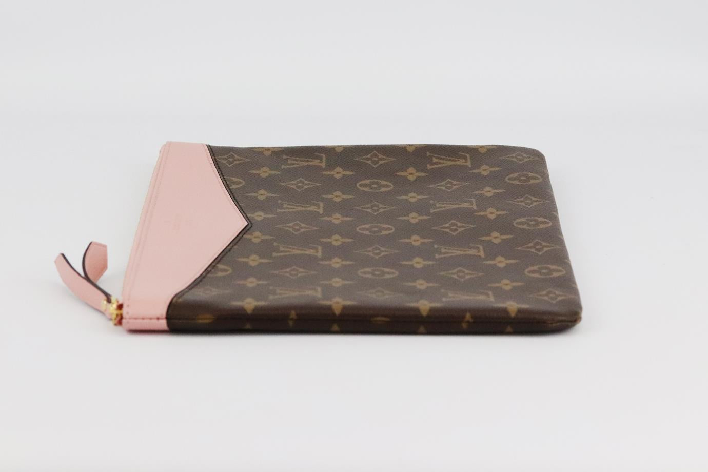 LOUIS VUITTON DAILY POUCH MONOGRAMMED COATED CANVAS AND LEATHER CLUTCH