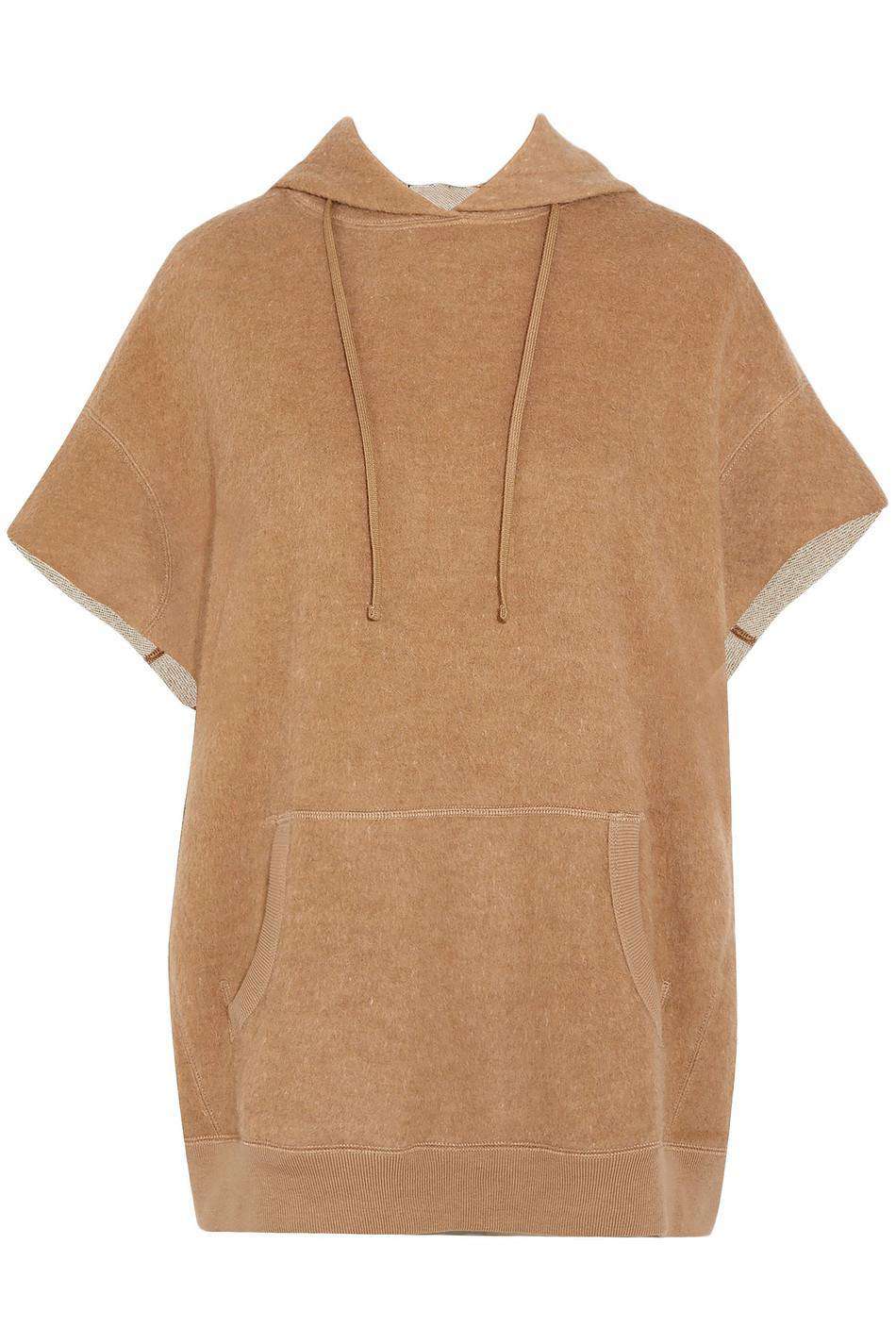 R13 COTTON AND CAMEL HAIR BLEND HOODED TOP MEDIUM