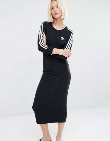 ADIDAS ORIGINALS THREE STRIPE MAXI DRESS UK 10