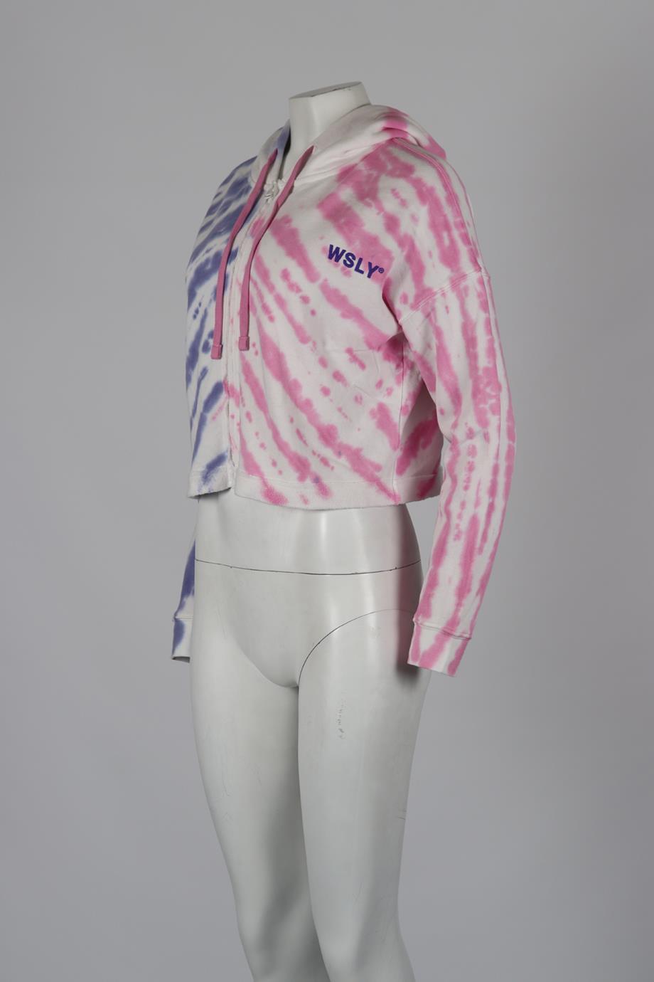WSLY CROPPED TIE DYED COTTON JERSEY HOODIE SMALL