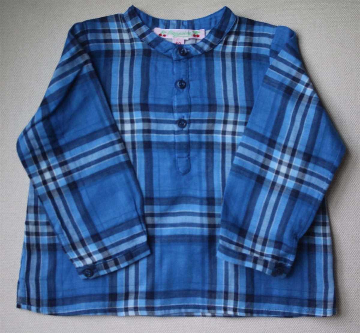 BONPOINT BABY BLUE CHECK SHIRT 12 MONTHS