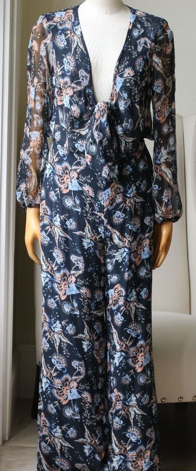 INTERMIX LYSETTE FRONT KNOT PRINT JUMPSUIT MEDIUM