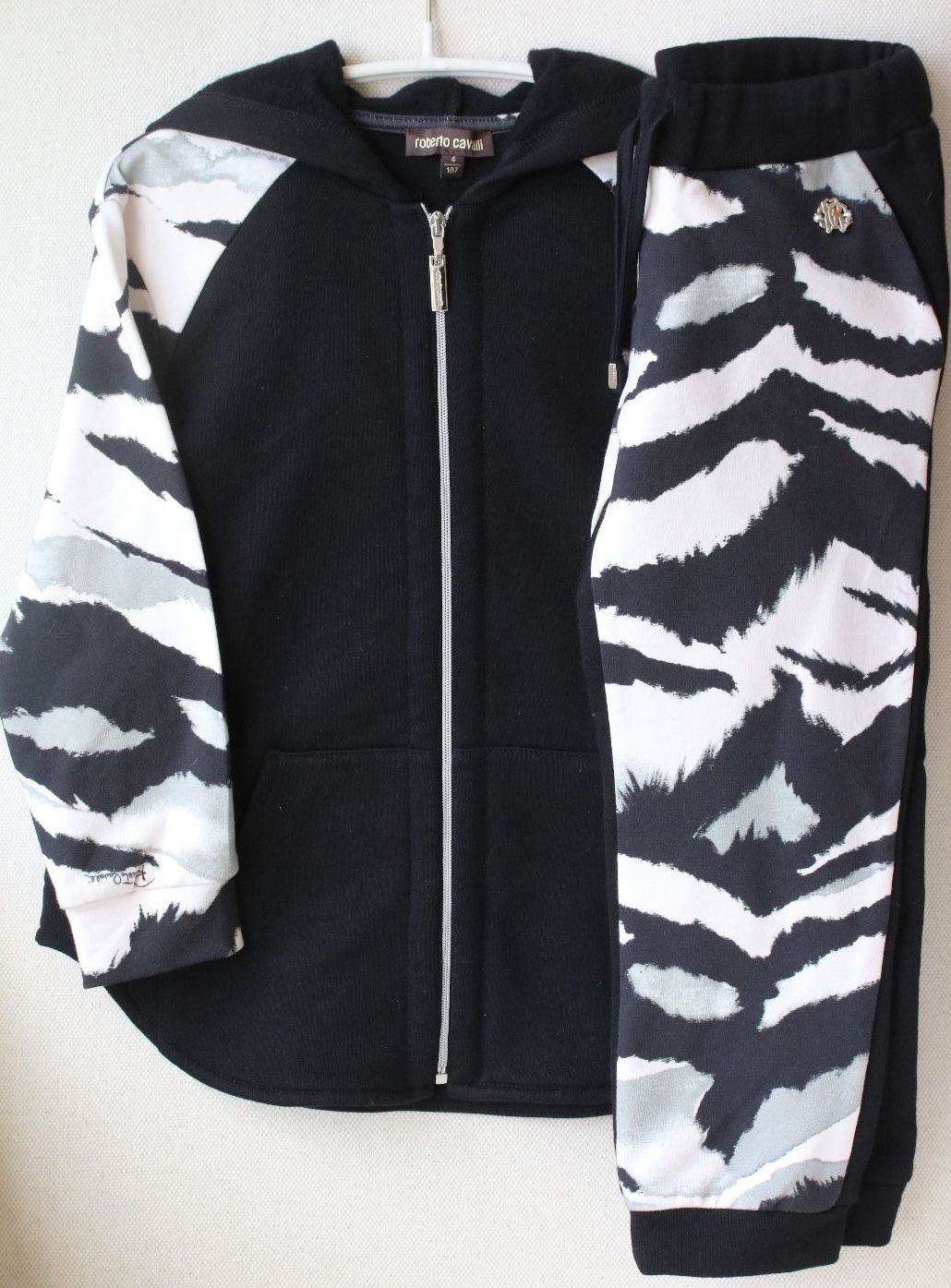 ROBERTO CAVALLI KIDS GIRLS BLACK ZEBRA PRINT TRACKSUIT 4 YEARS