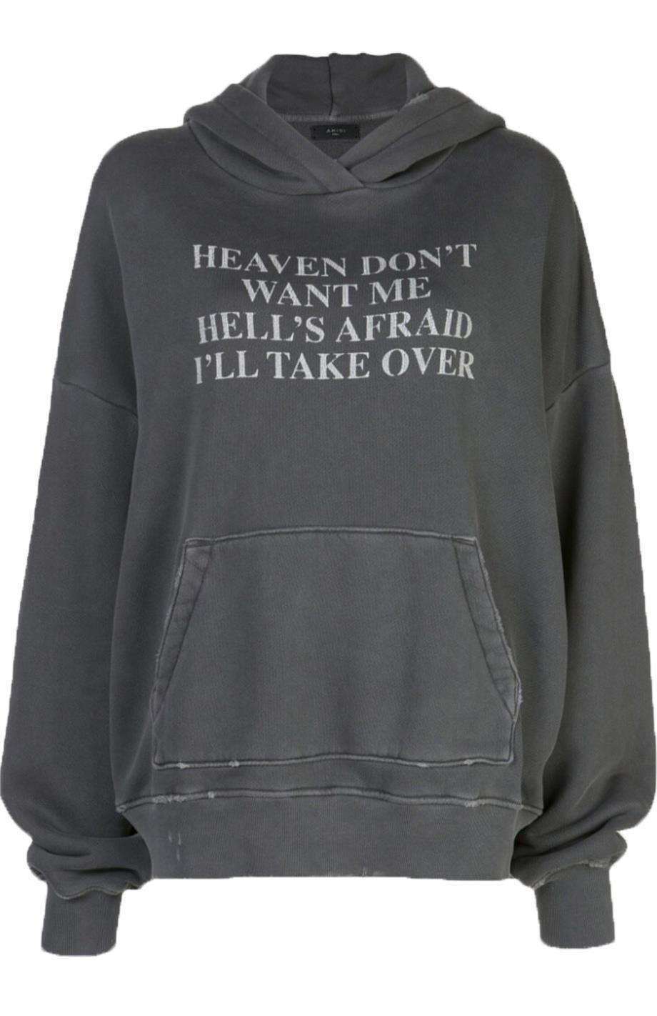 AMIRI HEAVEN AND HELL PRINTED COTTON JERSEY HOODIE MEDIUM