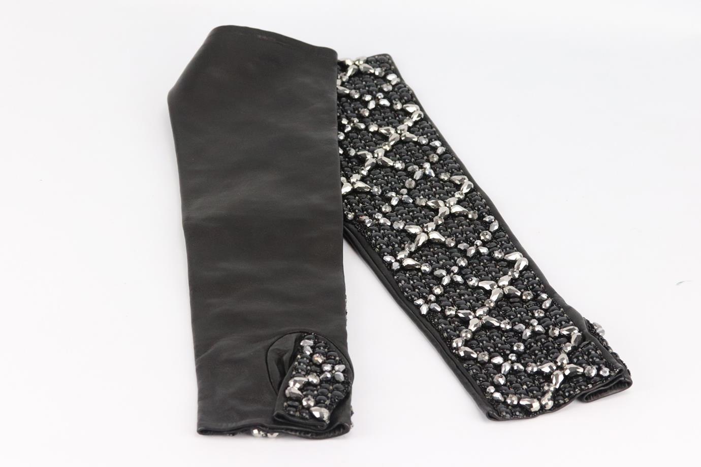 DOLCE AND GABBANA EMBELLISHED LEATHER GLOVES