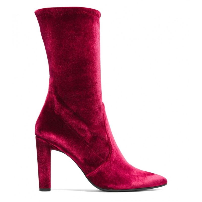 STUART WEITZMAN THE CLINGER STRETCH VELVET BOOTS EU 37.5 UK 4 US 6.5
