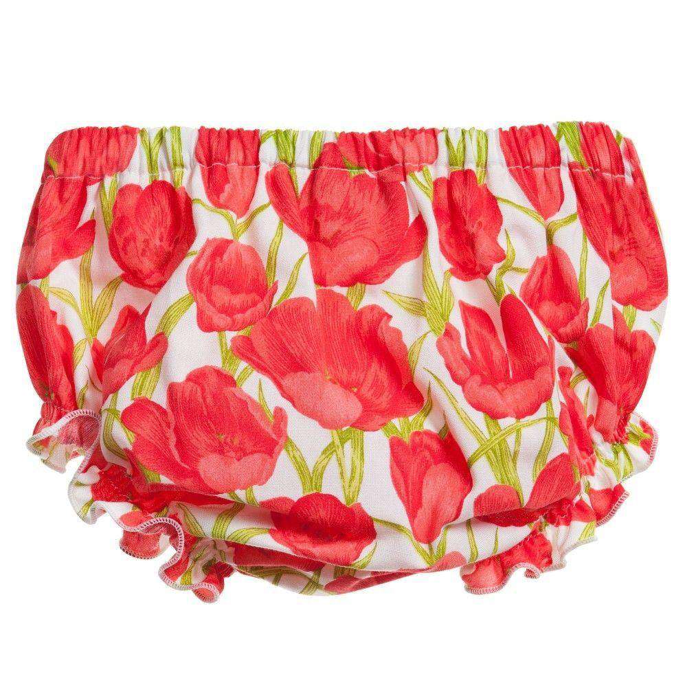 ALETTA BABY RED FLORAL DRESS AND BLOOMERS 18 MONTHS