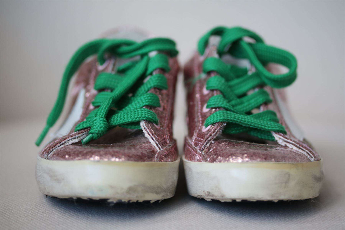 GOLDEN GOOSE DELUXE BRAND SUPERSTAR KIDS PINK GLITTER TRAINERS EU 27 UK 9