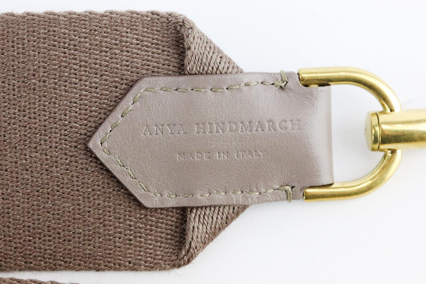 ANYA HINDMARCH EMBELLISHED CANVAS AND LEATHER BAG STRAP