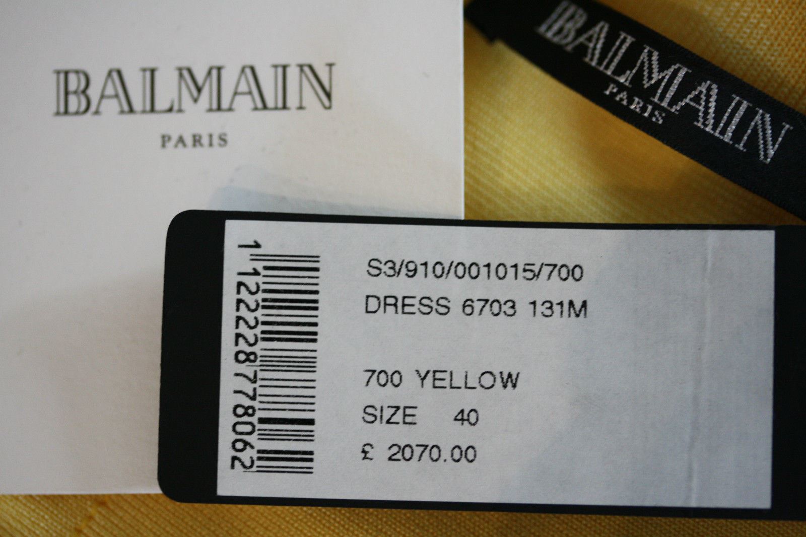 BALMAIN YELLOW LOW BACK VISCOSE DRESS FR 40 UK 10