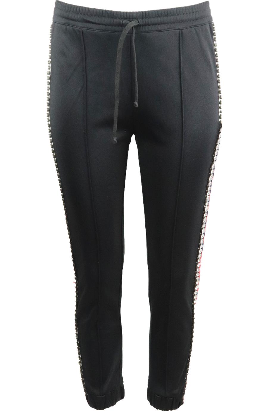 GUCCI CRYSTAL EMBELLISHED TECHNO JERSEY TRACK PANTS SMALL