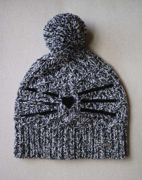 KARL LAGERFELD KIDS GIRLS BLACK COTTON KNITTED HAT 52CM 4-6 YEARS