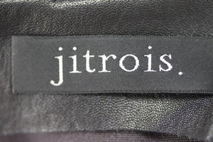 JITROIS DRAPED JERSEY AND LEATHER MINI DRESS FR 34 UK 6