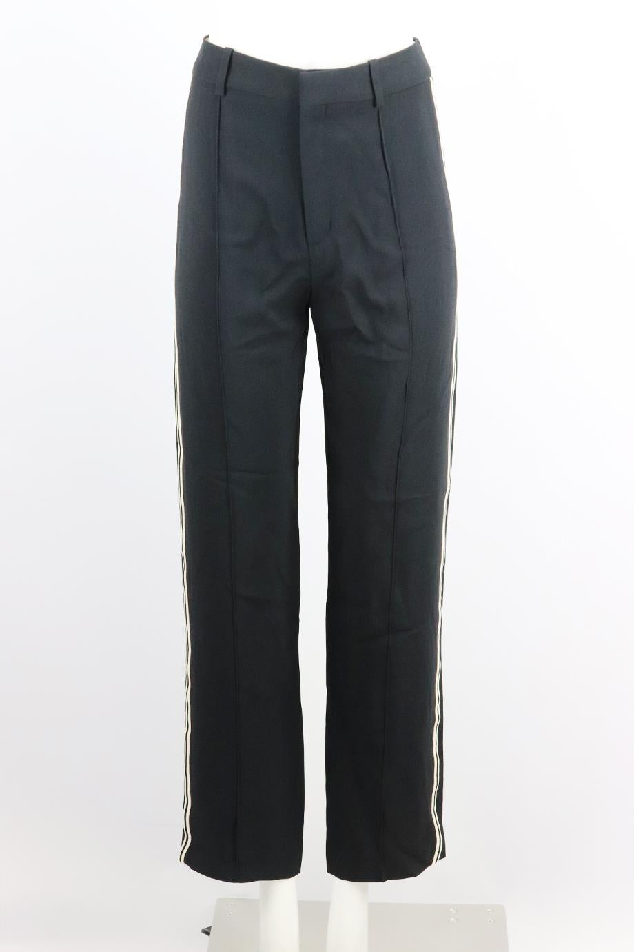 CHLOÉ STRIPED CREPE STRAIGHT LEG PANTS FR 36 UK 8