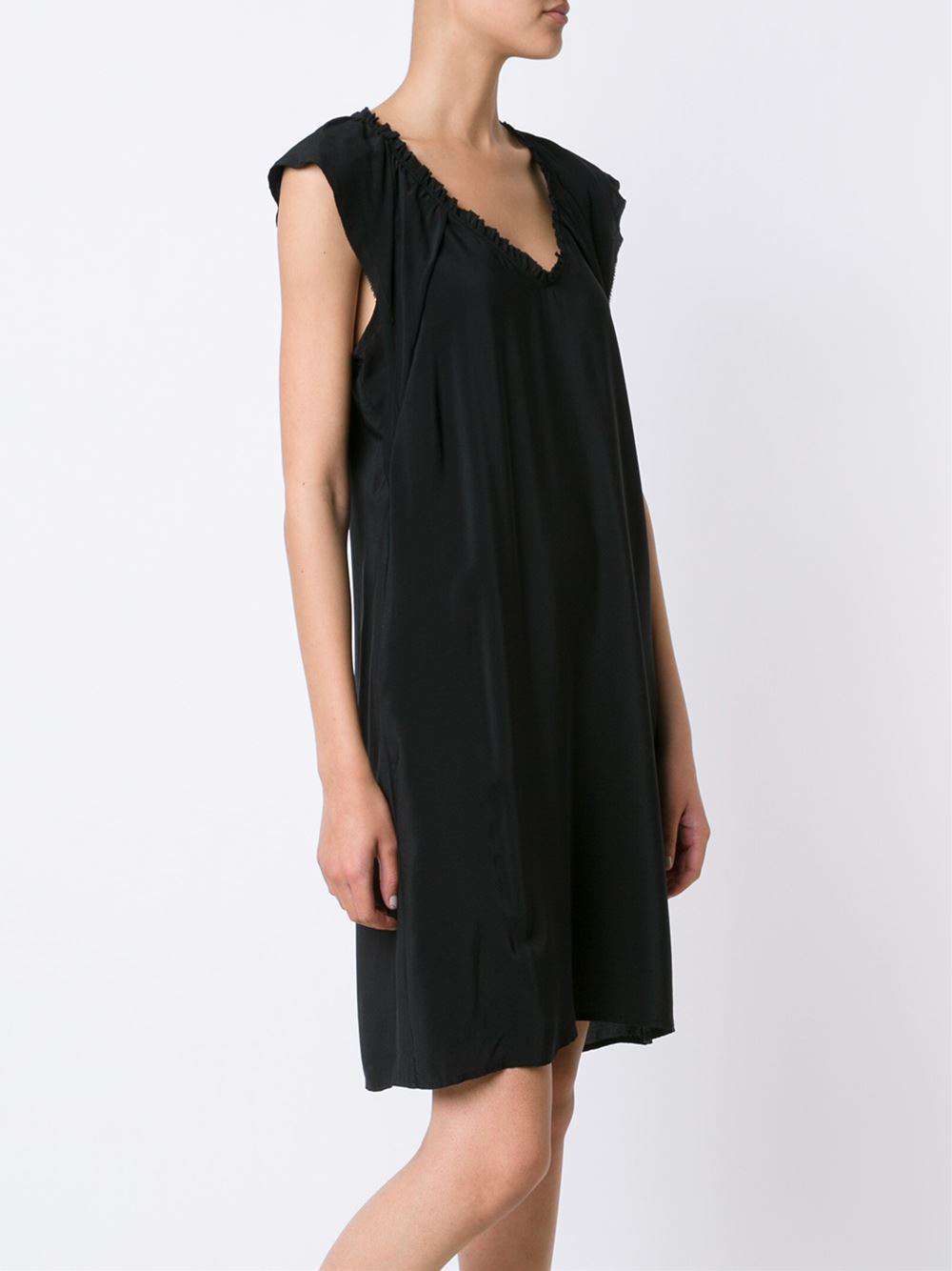 RAQUEL ALLEGRA BLACK SILK RUFFLE DRESS SIZE 1 UK 8/10
