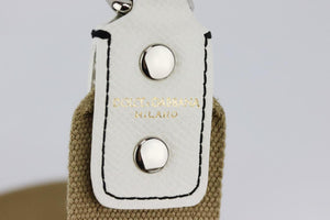 DOLCE AND GABBANA STUDDED CANVAS AND LEATHER BAG STRAP