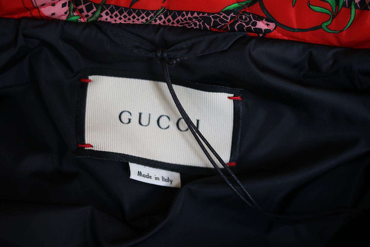 GUCCI FLORA SNAKE PRINTED QUILTED PARACHUTE JACKET IT 38 UK 6