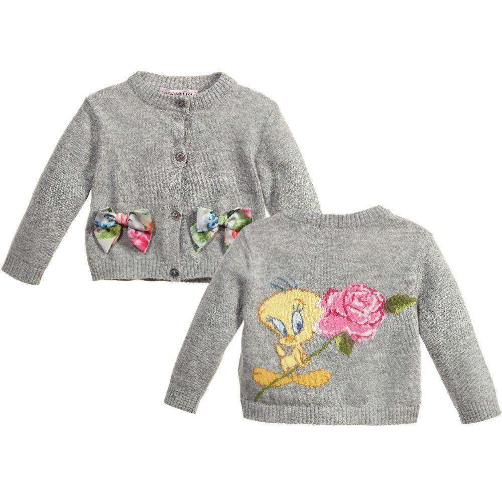 MONNALISA BABY TWEETY PIE FLORAL CARDIGAN 24 MONTHS