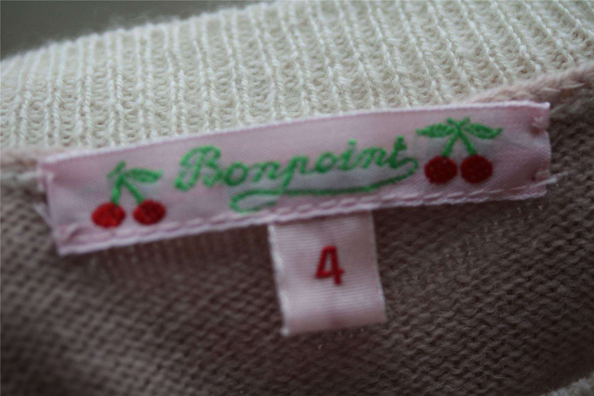 BONPOINT GIRLS POWDER PINK CHERRY SWEATER 4 YEARS