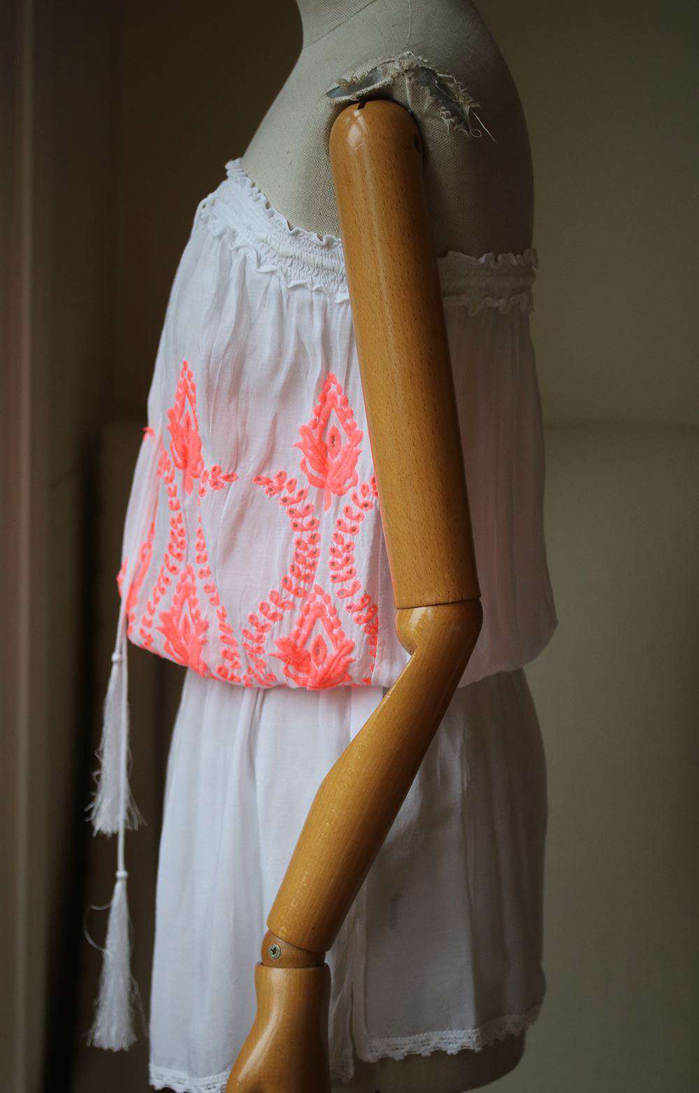 MELISSA ODABASH FRULEY CROCHET-TRIMMED EMBROIDERED DRESS SMALL