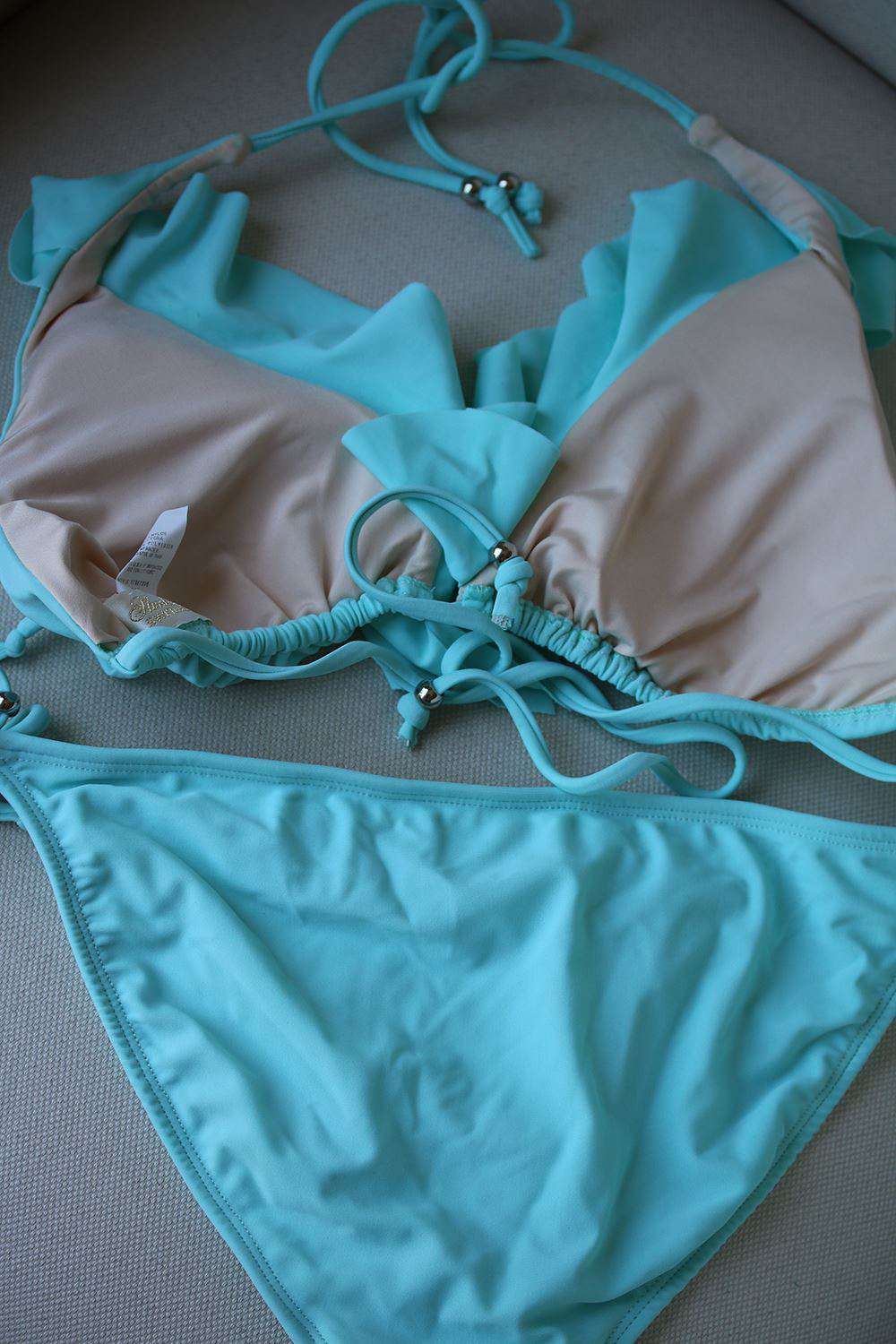 SHOSHANNA RUFFLE HALTER TRIANGLE BIKINI MEDIUM