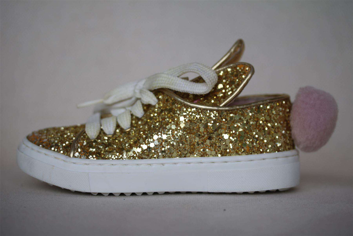 MINNA PARIKKA MINI GIRLS GOLD GLITTER TRAINERS EU 24 UK 7