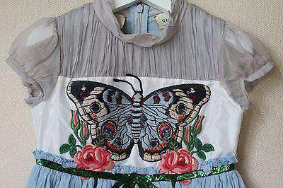 GUCCI HARRODS EXCLUSIVE BABY GIRLS BLUE SILK CHIFFON BUTTERFLY DRESS 4 YEARS