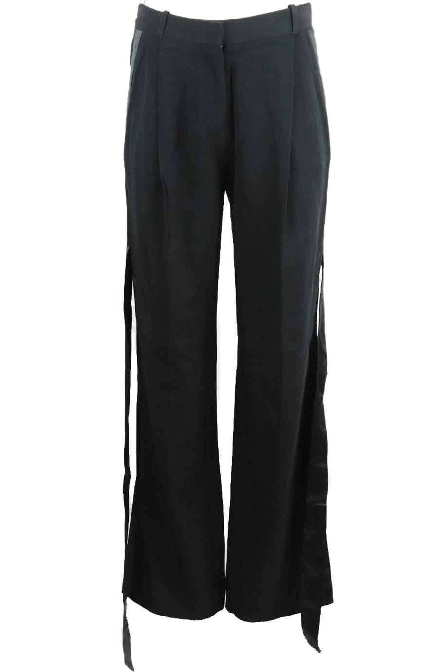 GIVENCHY SATIN TRIMMED WOVEN WIDE LEG PANTS FR 34 UK 6