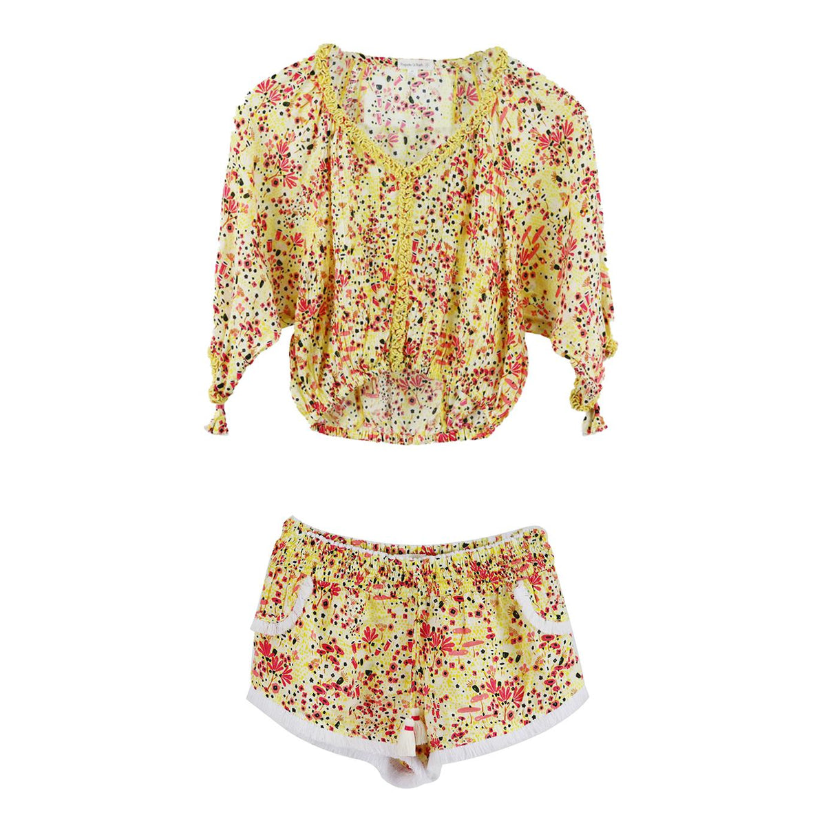 POUPETTE ST BARTH KIDS GIRLS PRINTED TOP AND SHORTS SET 7-8 YEARS