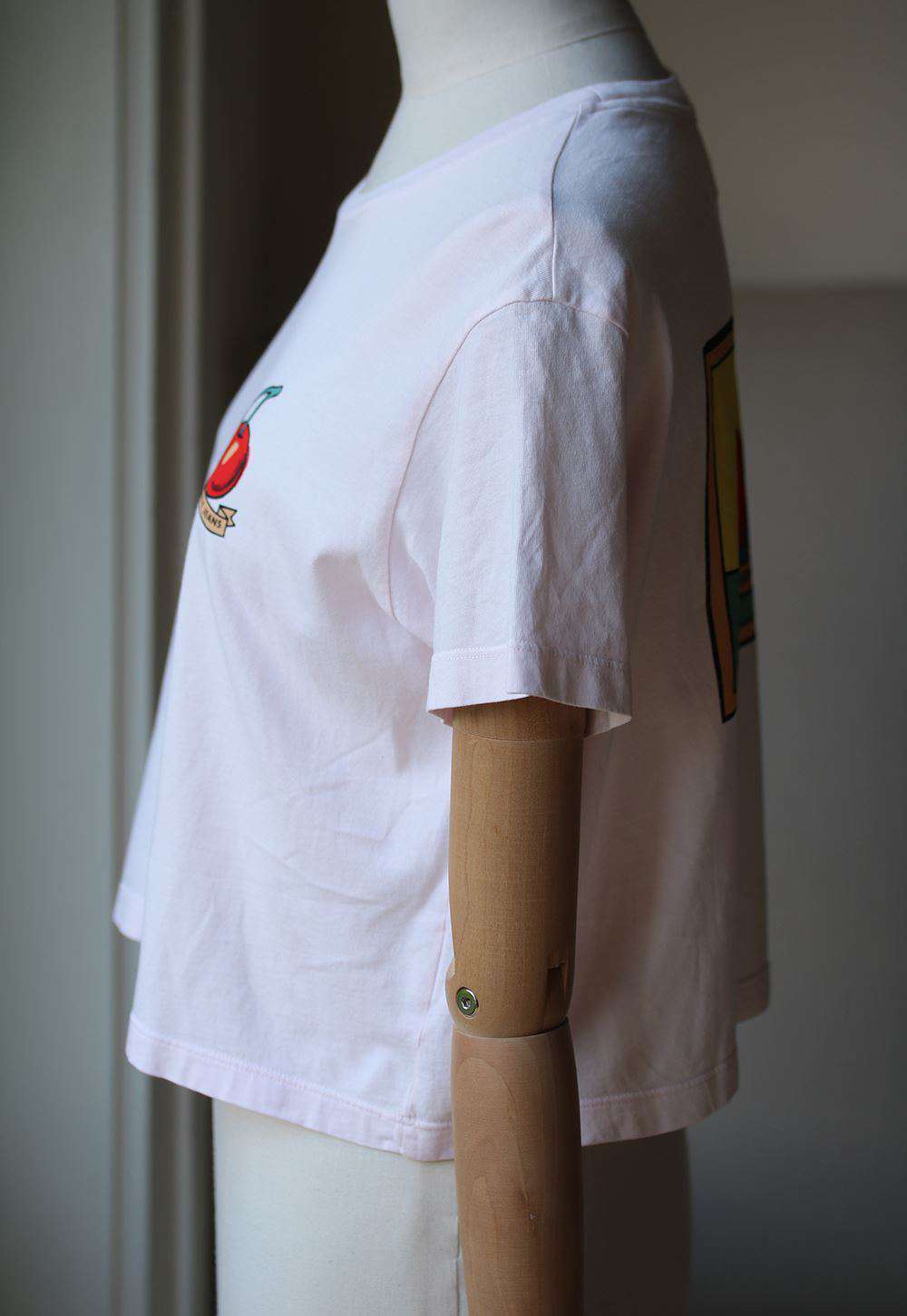 FIORUCCI VINTAGE CHERRIES JERSEY CROP T-SHIRT SMALL