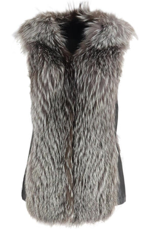 JITROIS FUR TRIMMED LEATHER GILET SMALL