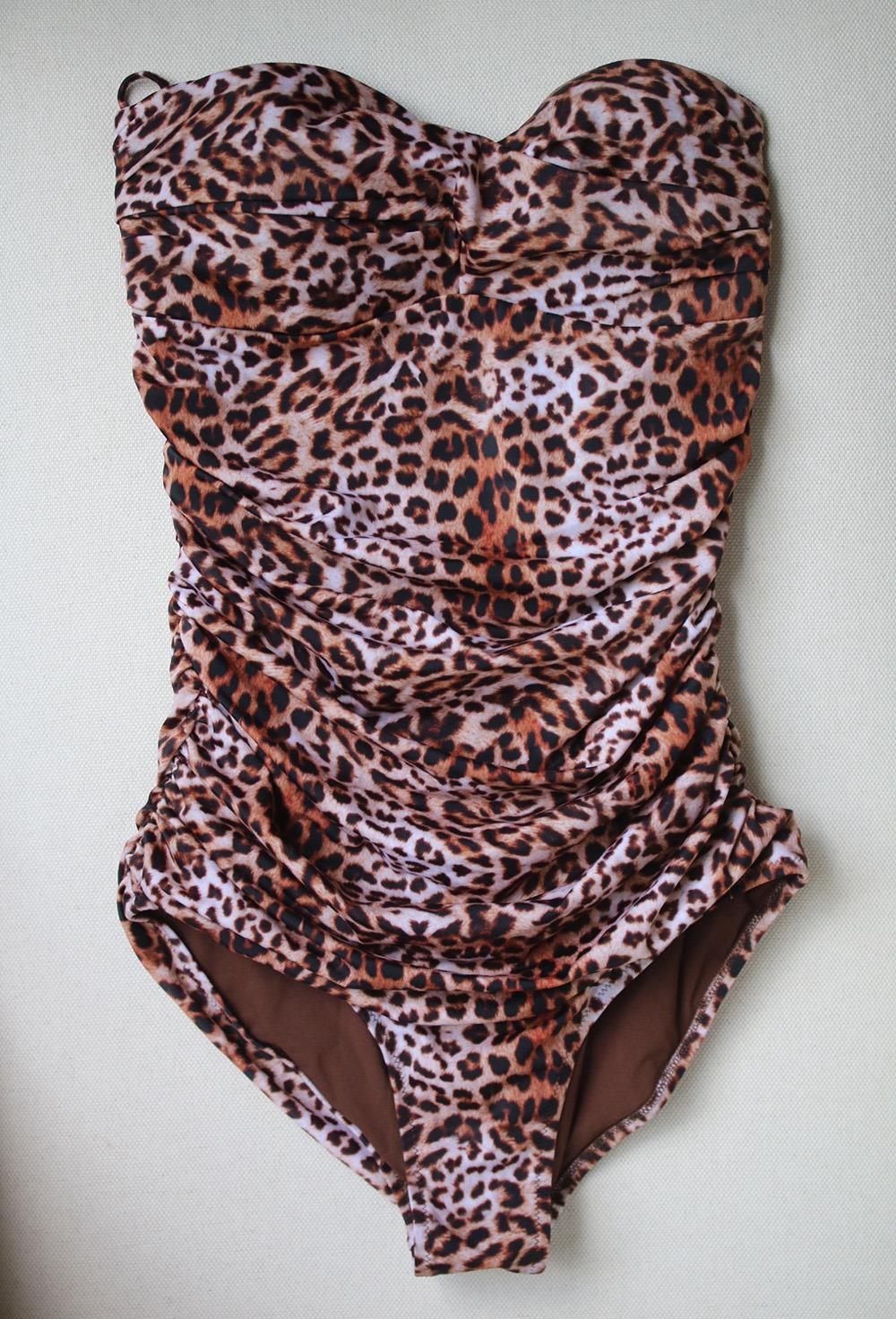ELIZABETH HURLEY FORTUNA LEOPARD PRINT BANDEAU SWIMSUIT MEDIUM