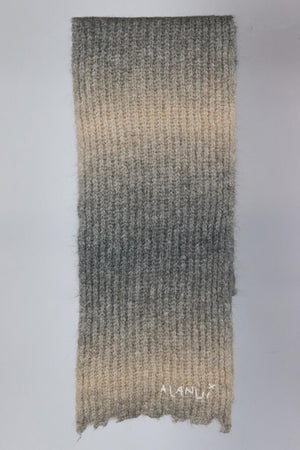 ALANUI DISTRESSED EMBROIDERED RIBBED ALPACA BLEND SCARF