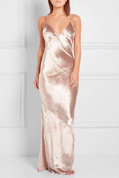 FLEUR DU MAL PLATINUM ROSE PINK VELVET SLIP DRESS US 2 UK 6