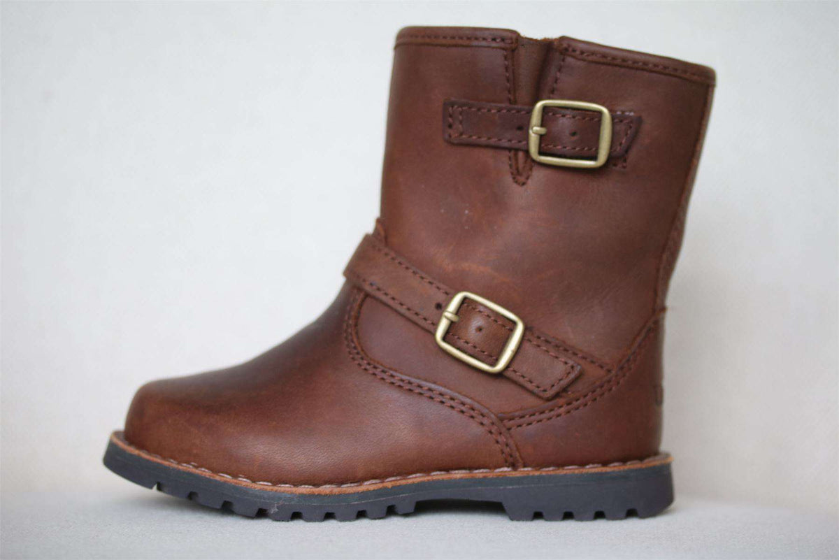 UGG KIDS HARWELL BIKER BOOTS IN STOUT BROWN EU 23.5 UK 6