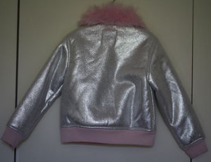 JUICY COUTURE GIRLS FUR LINED SILVER JACKET 4-5 YEARS