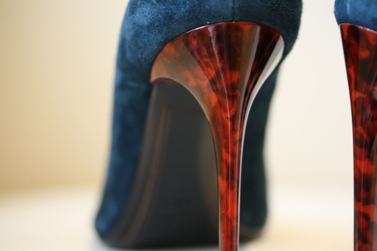BALMAIN GREEN TEAL SUEDE TORTOISE-SHELL HEELED PUMPS EU 36.5 UK 3.5