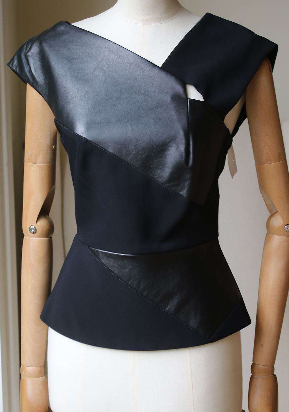 ROLAND MOURET LEATHER AND JERSEY TOP UK 8