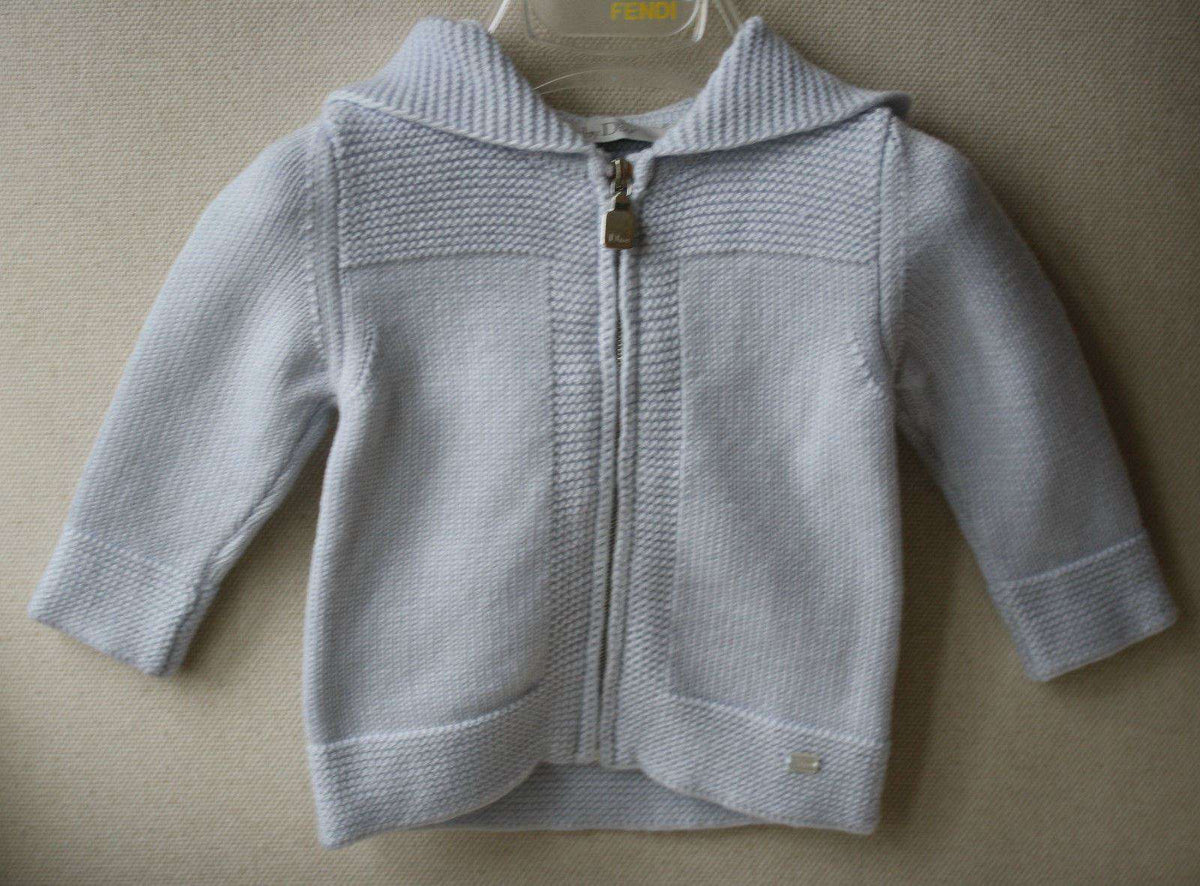 BABY DIOR BLUE WOOL HOODED CARDIGAN 6 MONTHS
